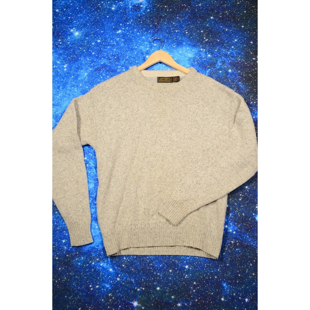 Vintage Eddie Bauer Sweater Mens Large Gray Wool Chunky Pullover Made‎ In USA